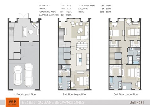 Floor plan for 4 beds, 3.5 baths, 2211 sqft